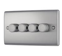 BG Brushed Steel Light Switches & Sockets Full Range Satin Chrome Black Inserts