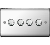 Nexus Metal Polished Chrome Quad Intelligent Led Dimmer Switch 2-Way Push On/Off NPC84-01