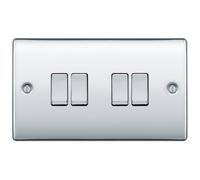 Nexus Metal Polished Chrome Quadruple Switch 10Ax 2 Way NPC44-01