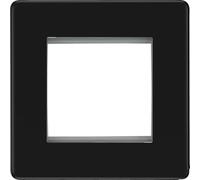 BG Nexus FFBEMS2 Flatplate Screwless Matt Black Square 2 Gang Euro Module Front Plate 2 Module