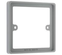 BG Nexus Grey 1 Gang Single 10mm Depth Square Spacer Frame Back Box Plate