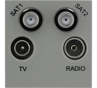 BG Nexus Grey EMTVFMSAT2G Quadplexed SAT1/ SAT2/ TV/FM DAB Outlet Euro Module