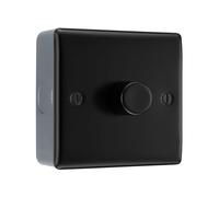 BG Nexus Matt Black 1 Gang 200W 2 Way Push On-Off Intelligent LED Dimmer Switch & Surface Pattress Back Box