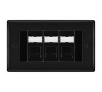BG Nexus Matt Black 3 Gang RJ45 CAT6 Data Socket Outlet, IDC Type NFBRJ453B