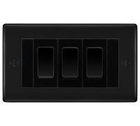 BG Nexus Matt Black 3G Switch 1x Intermediate 2x 2 Way Switch - Black Insert