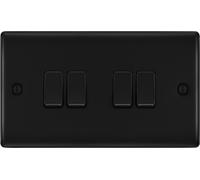 BG Nexus Matt Black Light Switch 1 2 3 4 Gang 2 Way Modern Wall Plate