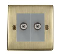 BG Nexus Metal Antique Brass Double Satellite Socket NAB642G