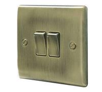 BG Nexus Metal Antique Brass Double Switch, 10Ax 2 Way