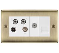 BG Nexus Metal Antique Brass Quadplex Combination TV Socket NAB69W