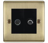 BG Nexus Metal Antique Brass TV & Satellite Socket NAB65B