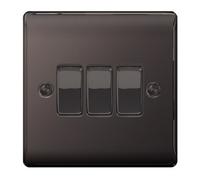 BG Nexus Metal Black Nickel Light Switch 3G 2W NBN43