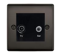 BG Nexus Metal Black Nickel TV & Satellite Socket NBNTVSATB