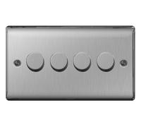 BG NEXUS METAL BRUSHED STEEL DECORATIVE LIGHT SWITCHES & SOCKETS WHITE INSERTS