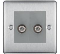 BG Nexus Metal Brushed Steel Double Satellite Socket NBS642G