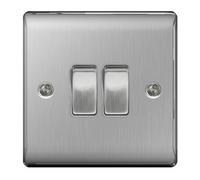 BG Nexus Metal Brushed Steel Light Switch 2G 2W NBS42