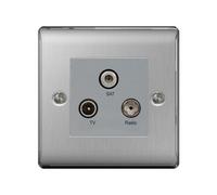 Bg Nexus Metal Brushed Steel Screen Triplex Tv/fm/sat Socket