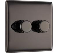 Nexus Metal Black Nickel 400W Double Dimmer Switch 2-Way Push On/Off NBN82P-01