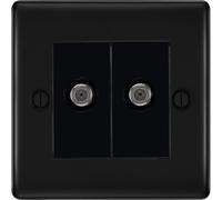 BG Nexus Metal Matt Black Double Satellite Socket NFB642B