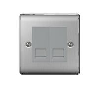 BG-Nexus-Metal NBSBTM2 Double Telephone Socket,Master,Brushed Steel Finish