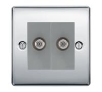 BG Nexus Metal Polished Chrome Double Satellite Socket NPC642G