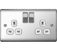 BG Nexus Metal Polished Chrome Double Socket Switched NPC22W