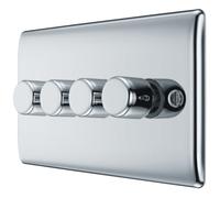 BG NPC84P Nexus Metal 2-Way Quad Leading Edge Dimmer Push On/Off - Polished Chrome