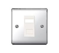 Nexus Metal Polished Chrome Single Rj45 Telephone Socket NPCRJ451-01