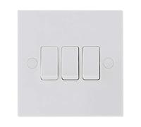 BG Nexus Moulded White Square Edge 10A 3 Gang 2 Way Switch
