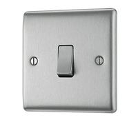 BG Nexus NBS Range Brushed Steel Switches & Sockets - Full Range of Matching Items (1 Gang, 2 Way Light Switch)