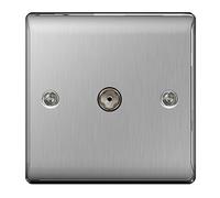 BG Nexus NBS Range Brushed Steel Switches & Sockets - Full Range of Matching Items (TV Aerial Coaxial Socket)