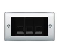 BG Nexus Polished Chrome 3 Gang Master Telephone Socket - Black Insert