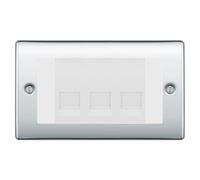 BG Nexus Polished Chrome 3 Gang Master Telephone Socket - White Insert