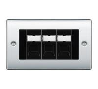 BG Nexus Polished Chrome 3 Gang RJ45 CAT6 Data Socket Outlet, IDC Type NPCRJ453B
