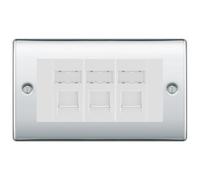 BG Nexus Polished Chrome 3 Gang RJ45 CAT6 Data Socket Outlet, IDC Type NPCRJ453W