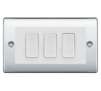 BG Nexus Polished Chrome 3G Switch 1x Intermediate 2x 2 Way Switch - White Insert