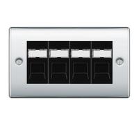 BG Nexus Polished Chrome 4 Gang RJ45 CAT6 Data Socket Outlet, IDC Type NPCRJ454B