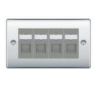 BG Nexus Polished Chrome 4 Gang RJ45 CAT6 Data Socket Outlet, IDC Type NPCRJ454G