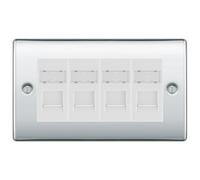 BG Nexus Polished Chrome 4 Gang RJ45 CAT6 Data Socket Outlet, IDC Type NPCRJ454W