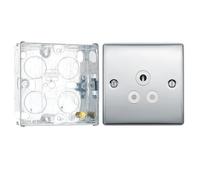 BG Nexus Polished Chrome 5A Unswitched Round Pin Socket NPC29W with 25mm Steel Back Box