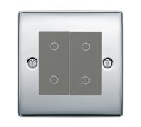 BG Nexus Polished Chrome Double Master Touch Dimmer Switch - Grey Insert