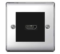 BG Nexus Polished Chrome HDMI Socket Black insert EMHDMIB NPCEMS2