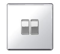 BG Nexus Polished Chrome Screwless Light Switch 2G FPC42