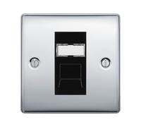 BG Nexus Polished Chrome Single 1 Gang RJ45 Data Socket Black Insert NPCRJ451B