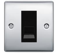 BG Nexus Polished Chrome Single Master Telephone Socket - Black Insert