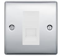 BG Nexus Polished Chrome Single Master Telephone Socket - White Insert