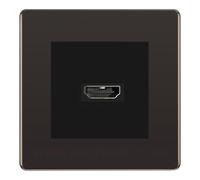 BG Nexus Screwless Black Nickel 1 Gang HDMI Socket Black Insert