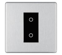BG Nexus Screwless Brushed Steel Single Master Touch Dimmer Switch - Black Insert