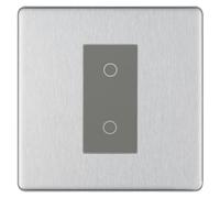 BG Nexus Screwless Brushed Steel Single Secondary Touch Dimmer Switch - Grey Insert