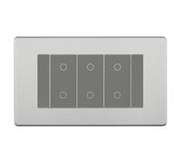 BG Nexus Screwless Brushed Steel Triple Master Touch Dimmer Switch - Grey Insert