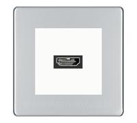 BG Nexus Screwless Polished Chrome 1 Gang HDMI Socket White Insert